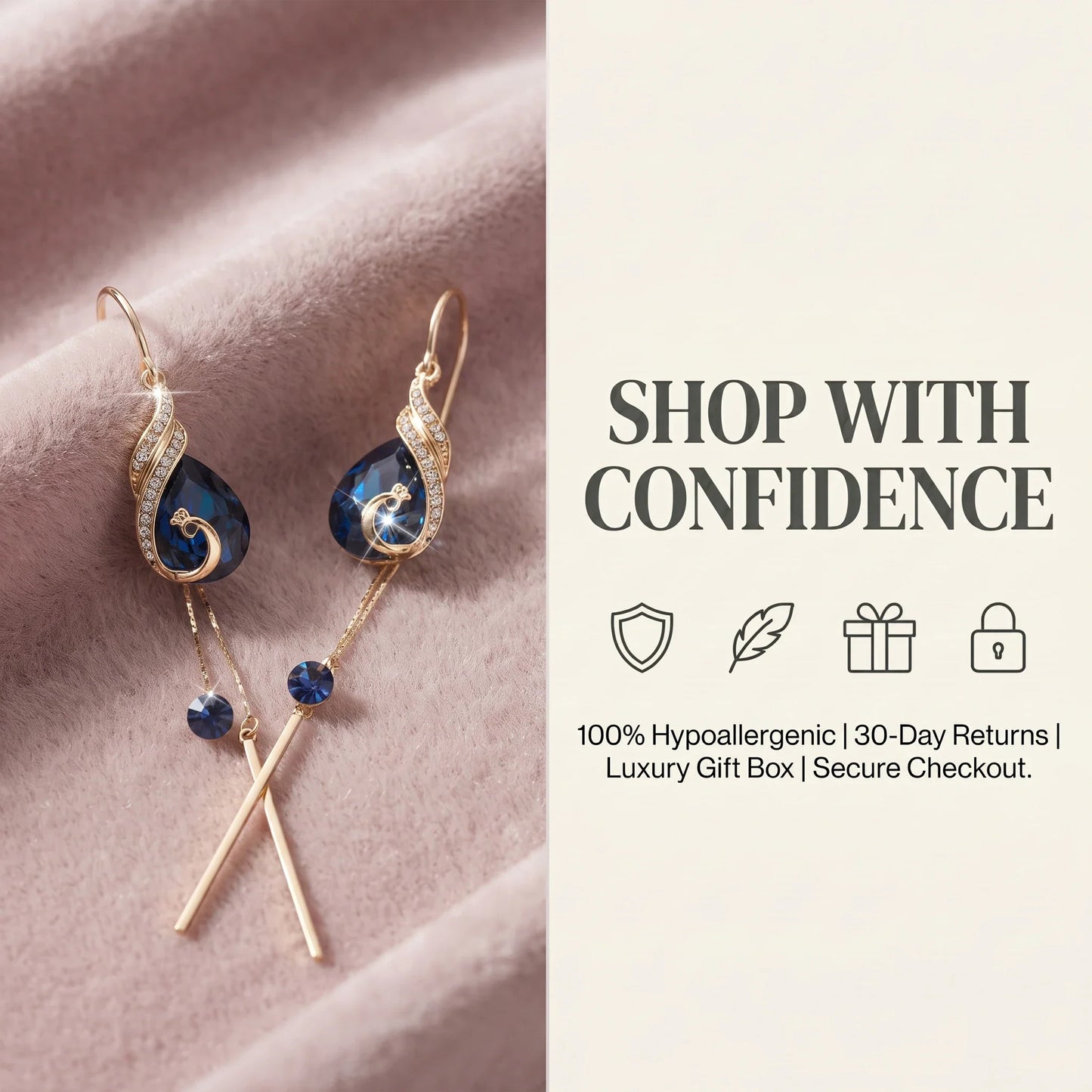 âš?90% OFF Flash Sale: The Royal Peacock: Sapphire-Hued Teardrop Drop Earrings