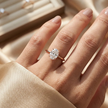 The Forever Upgrade: Flawless Oval Cut Two-Tone Solitaire Ring in 14K Solid Gold--Last Day Sale-90% OFF🔥