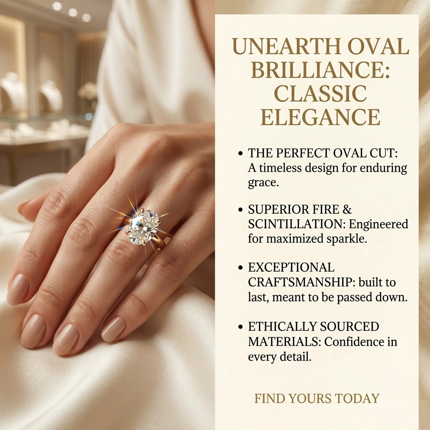The Forever Upgrade: Flawless Oval Cut Two-Tone Solitaire Ring in 14K Solid Gold--Last Day Sale-90% OFF🔥