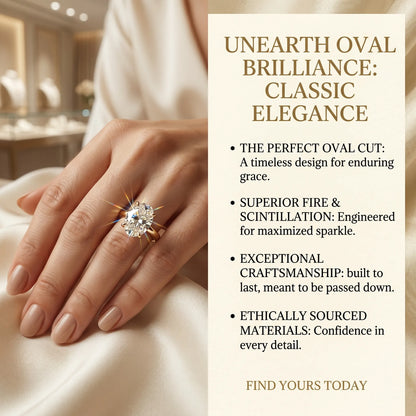 The Forever Upgrade: Flawless Oval Cut Two-Tone Solitaire Ring in 14K Solid Gold--Last Day Sale-90% OFF🔥