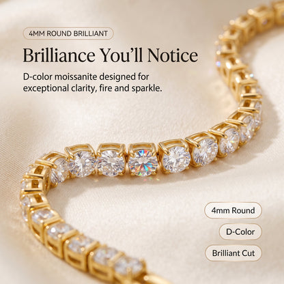 Classic 4mm D-Color Moissanite Tennis Bracelet – 14K Gold Plated with Double Safety Clasp-Last Day Sale-90% OFF🔥