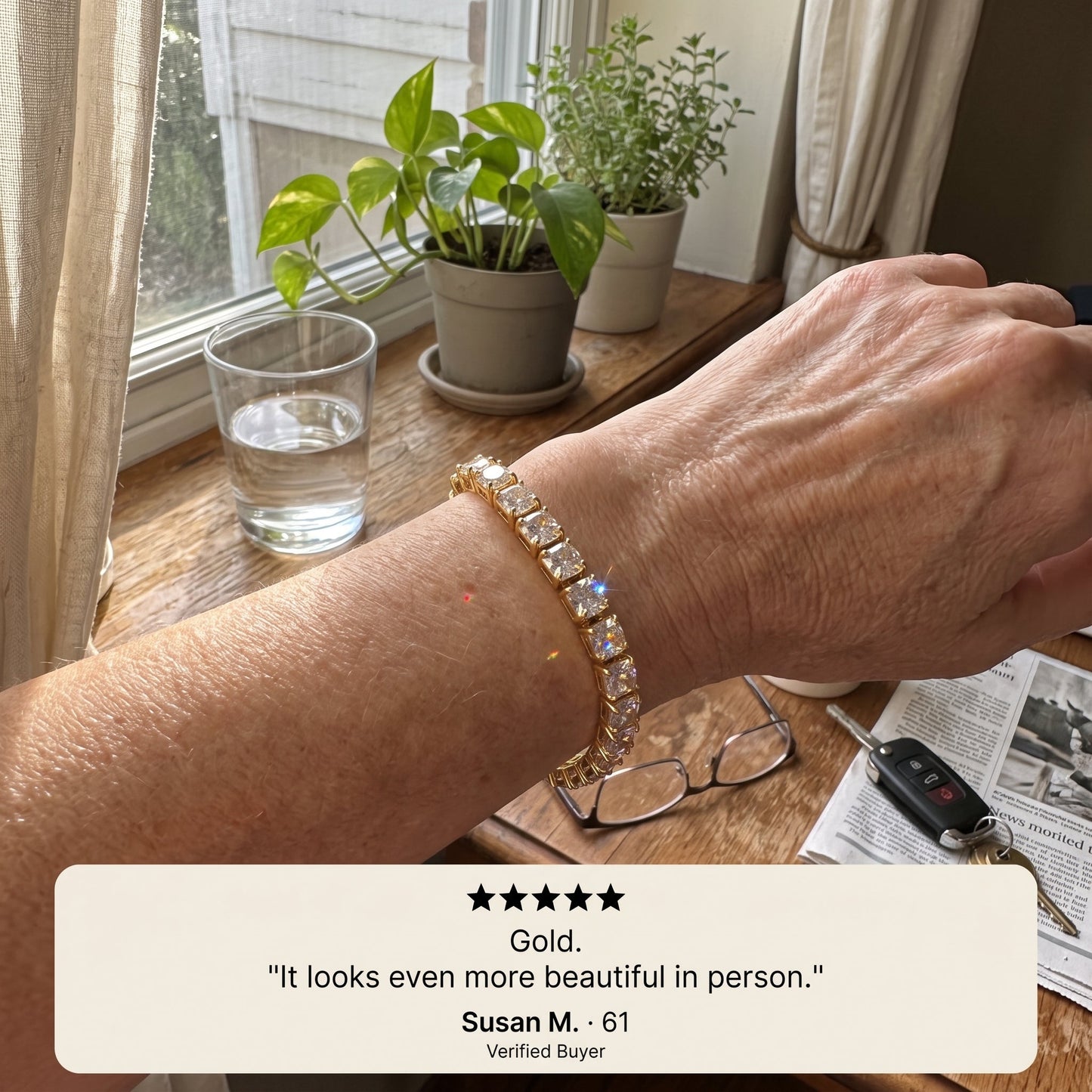Classic 4mm D-Color Moissanite Tennis Bracelet – 14K Gold Plated with Double Safety Clasp-Last Day Sale-90% OFF🔥