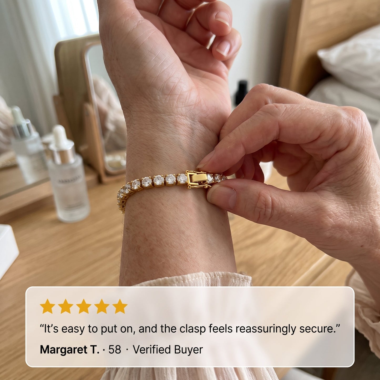 Classic 4mm D-Color Moissanite Tennis Bracelet – 14K Gold Plated with Double Safety Clasp-Last Day Sale-90% OFF🔥