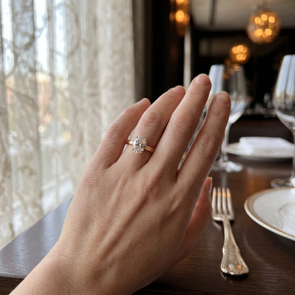 The Forever Upgrade: Flawless Oval Cut Two-Tone Solitaire Ring in 14K Solid Gold--Last Day Sale-90% OFF🔥