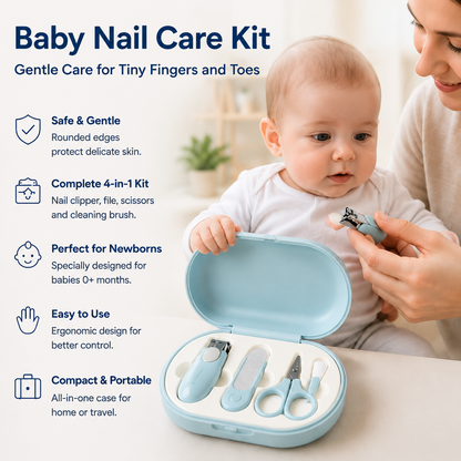 Newborn Nail Clipper Set, Gentle Rounded-Edge Baby Nail Care Tools for 0+ Months