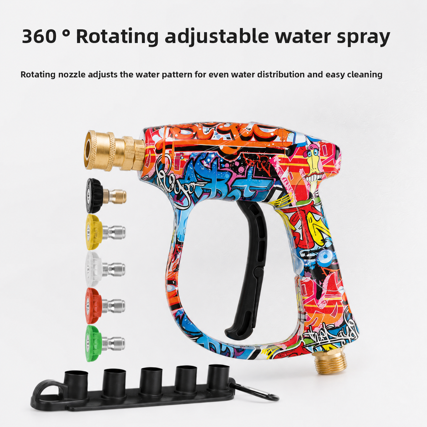 High Pressure Car Wash Gun with 5 Color Nozzles, Fan Shape Column Paint Water Gun Head, Copper Head, Car Wash Sprayer, Car Wash Equipment, Car Washing Tool