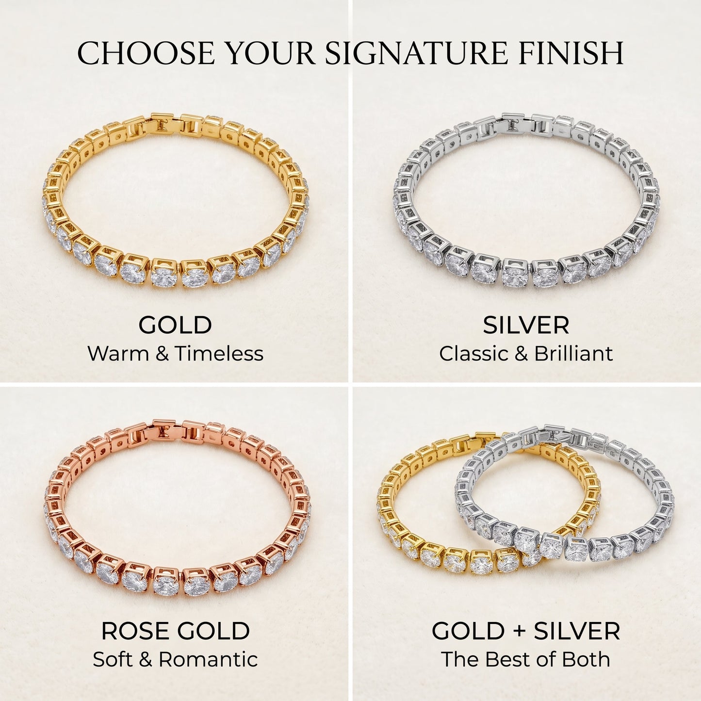 Classic 4mm D-Color Moissanite Tennis Bracelet – 14K Gold Plated with Double Safety Clasp-Last Day Sale-90% OFF🔥