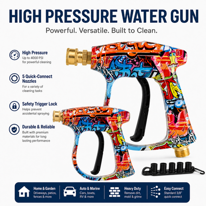 High Pressure Car Wash Gun with 5 Color Nozzles, Fan Shape Column Paint Water Gun Head, Copper Head, Car Wash Sprayer, Car Wash Equipment, Car Washing Tool