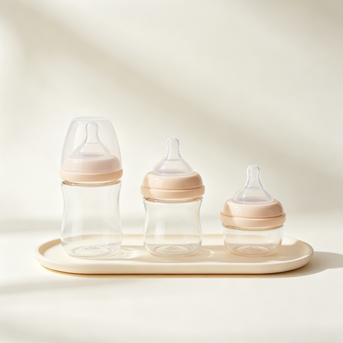 Newborn Glass Baby Bottle Set, Anti-Colic Borosilicate Glass Bottles for Infants