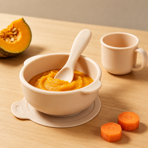 Food-Grade Silicone Baby Feeding Bowl, Strong Suction Base Anti-Spill Training Bowl