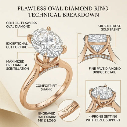 The Forever Upgrade: Flawless Oval Cut Two-Tone Solitaire Ring in 14K Solid Gold--Last Day Sale-90% OFF🔥
