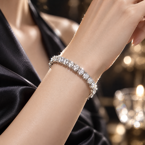 [new bracelet] Classic 4mm D-Color Moissanite Tennis Bracelet – 14K Gold Plated with Double Safety Clasp-Last Day Sale-90% OFF🔥