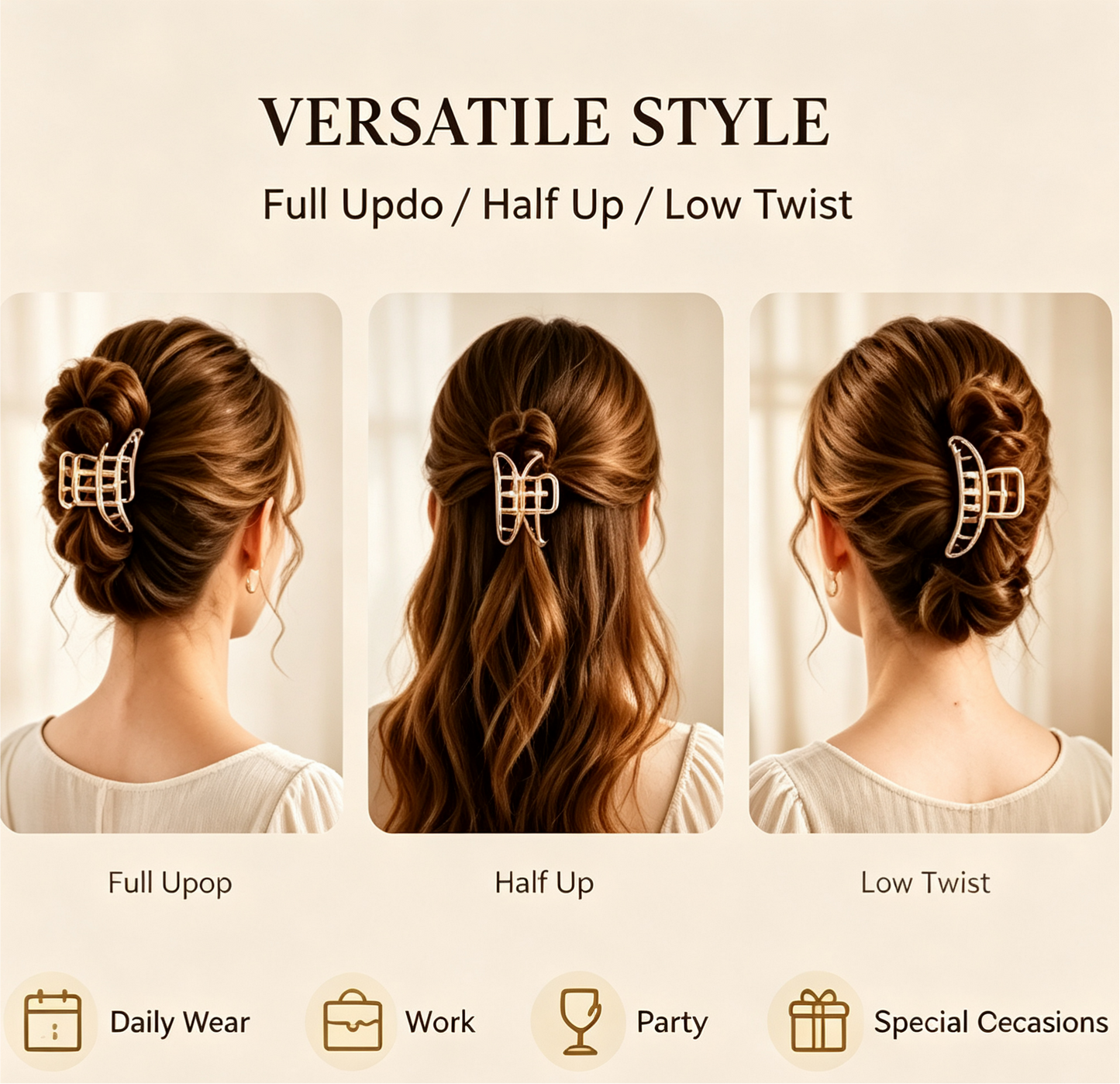 Purmegreen® Elegant Metal Hollow Hair Claw Clip
