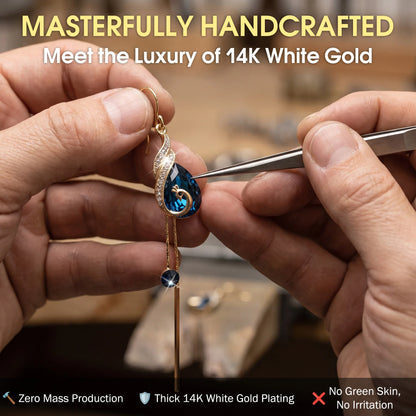 âš?90% OFF Flash Sale: The Royal Peacock: Sapphire-Hued Teardrop Drop Earrings
