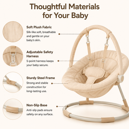 Baby Bouncer with 5-Point Harness, Anti-Tip Toddler Bouncy Seat
