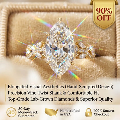 Marquise Lab-Grown Diamond Ring | Slimming Elegance Twisted Vine Ring in 18K Gold--Last Day Sale-90% OFF🔥