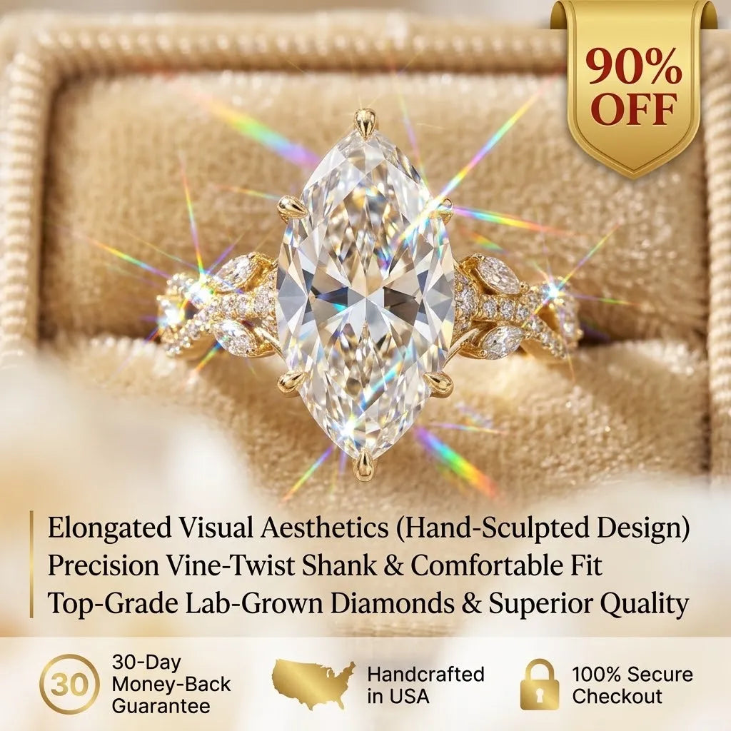 💍 Marquise Lab-Grown Diamond Ring | Slimming Elegance Twisted Vine Ring in 18K Gold--Last Day Sale-90% OFF🔥
