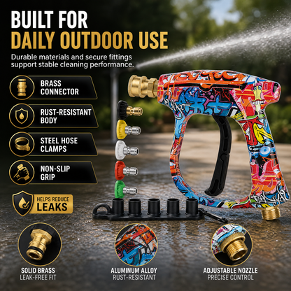 High Pressure Car Wash Gun with 5 Color Nozzles, Fan Shape Column Paint Water Gun Head, Copper Head, Car Wash Sprayer, Car Wash Equipment, Car Washing Tool