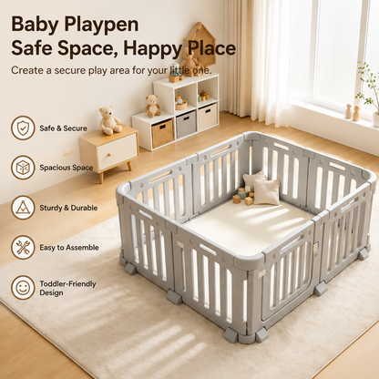 Baby Safety Playpen, Clear View Anti-Fall Activity Fence for Infants