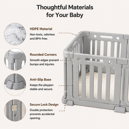 Baby Safety Playpen, Clear View Anti-Fall Activity Fence for Infants