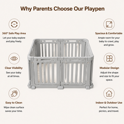 Baby Safety Playpen, Clear View Anti-Fall Activity Fence for Infants