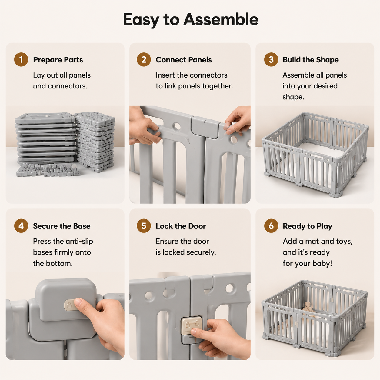 Baby Safety Playpen, Clear View Anti-Fall Activity Fence for Infants