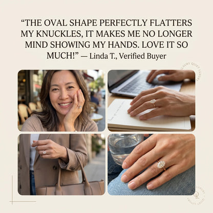 The Forever Upgrade: Flawless Oval Cut Two-Tone Solitaire Ring in 14K Solid Gold--Last Day Sale-90% OFF🔥