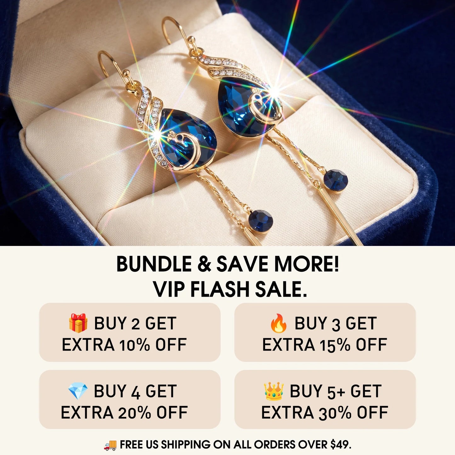 âš?90% OFF Flash Sale: The Royal Peacock: Sapphire-Hued Teardrop Drop Earrings