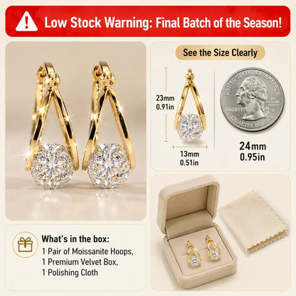 🔥 LAST DAY 90% OFF: 1-Second Easy-Snap VVS1 Flawless Moissanite Suspended Hoop Earrings in Triple 14K Gold over 925 Silver