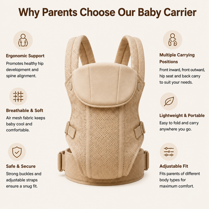 Lightweight Infant Carrier, Adjustable Waist Support Front-Facing Baby Holder