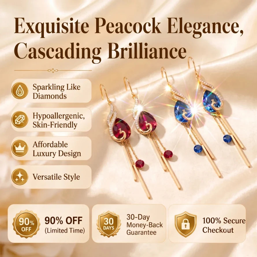 âš?90% OFF Flash Sale: The Royal Peacock: Sapphire-Hued Teardrop Drop Earrings