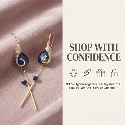 âš?90% OFF Flash Sale: The Royal Peacock: Sapphire-Hued Teardrop Drop Earrings