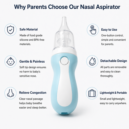 Electric Baby Nasal Aspirator, Gentle Silicone Tip Infant Nose Cleaner