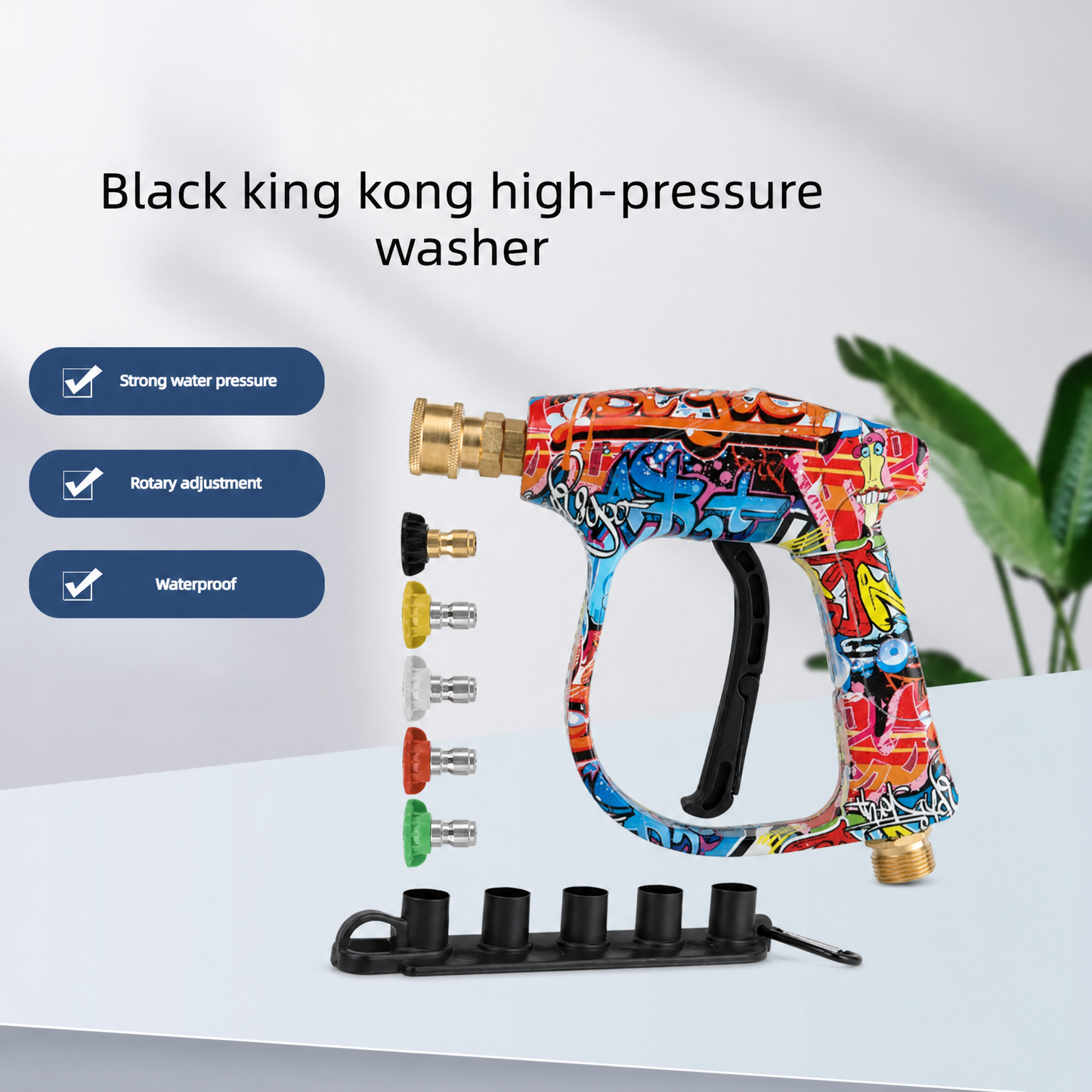 High Pressure Car Wash Gun with 5 Color Nozzles, Fan Shape Column Paint Water Gun Head, Copper Head, Car Wash Sprayer, Car Wash Equipment, Car Washing Tool