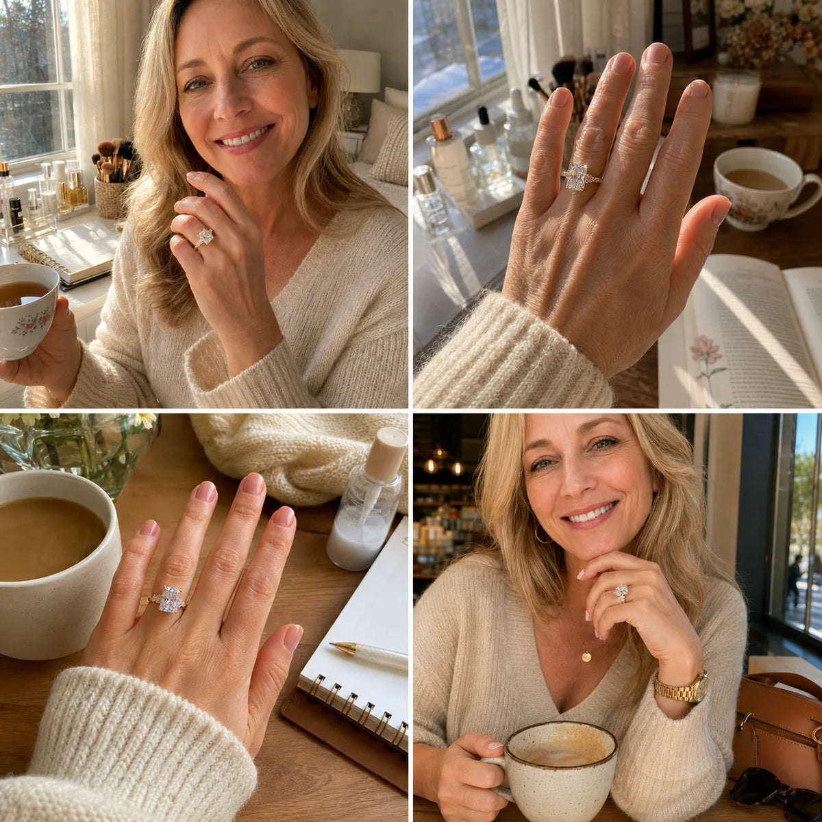 A Little Sparkle For Yourself: 1-5-Carat Flawless Radiant Cut Moissanite Ring (Hidden Halo, VVS1)-e??? EARLY CHRISTMAS SALE a?? 90% OFF