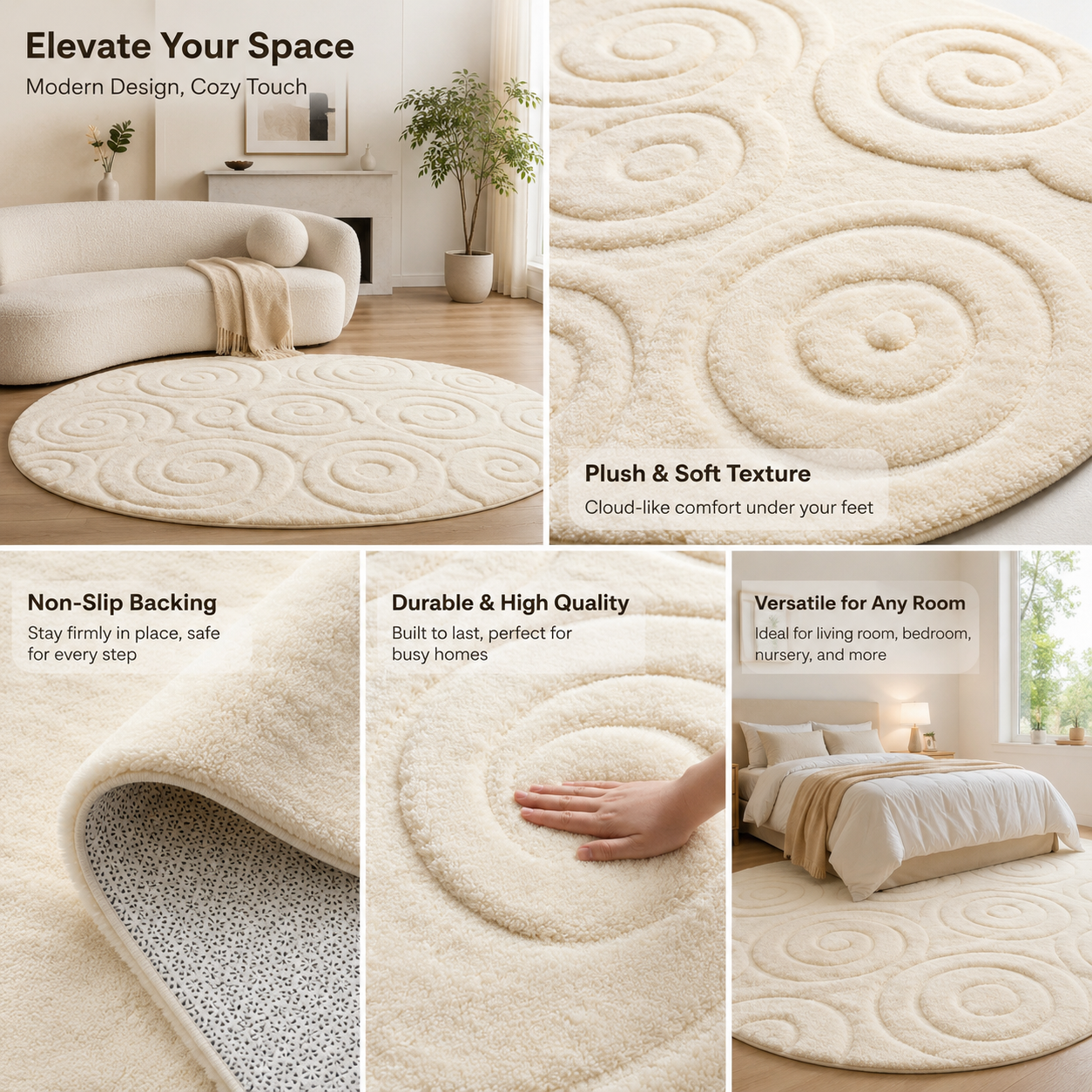 Thickened Flannel Noise Reduction Carpet, Washable Anti-slip Warm Floor Mat, Large Area Decor Rug For Living Room Bedroom Bedside Sofa Home Decoration