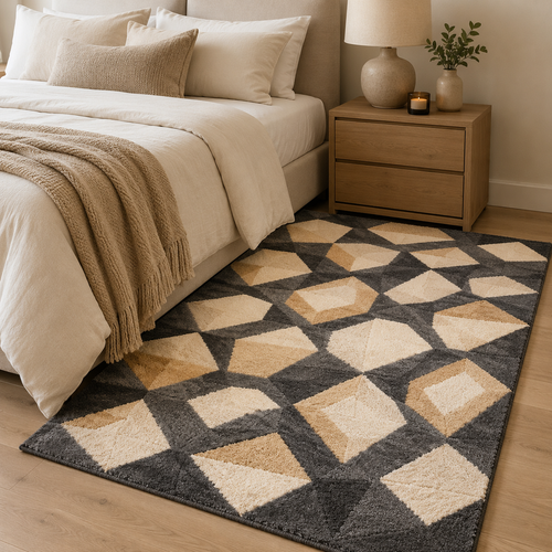 Thickened Noise Reduction Flannel Floor Carpet, Washable Anti-slip Soft Large Rug, Light Luxury Decor Mat For Living Room Bedroom Bedside Sofa Home Decoration