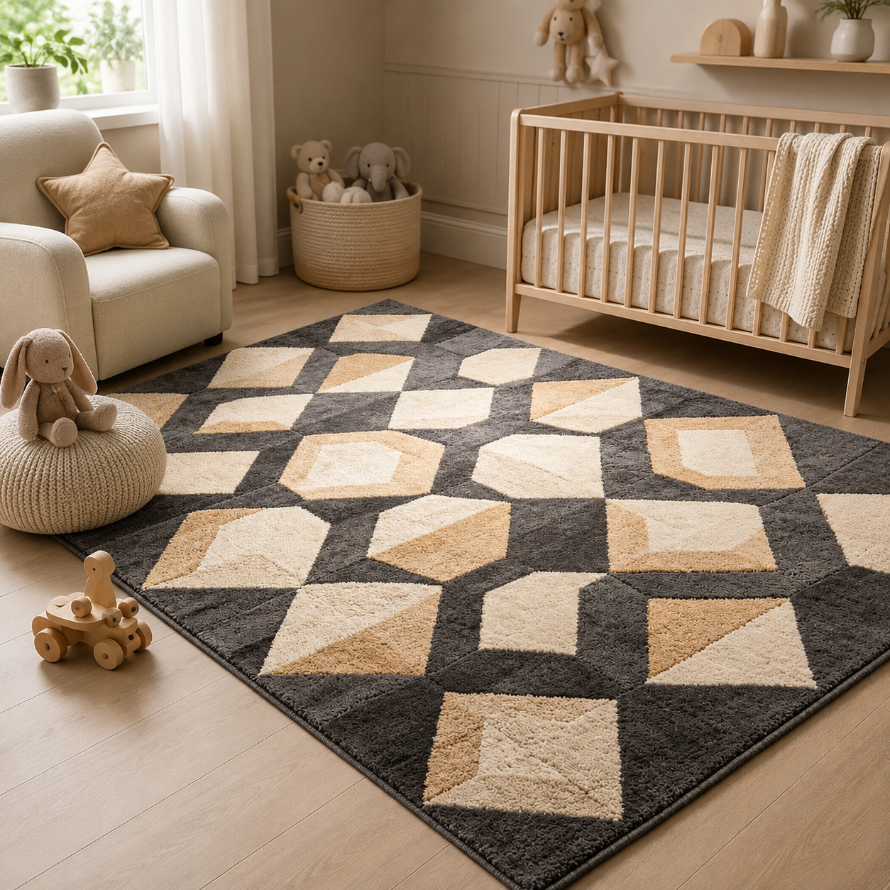 Thickened Noise Reduction Flannel Floor Carpet, Washable Anti-slip Soft Large Rug, Light Luxury Decor Mat For Living Room Bedroom Bedside Sofa Home Decoration