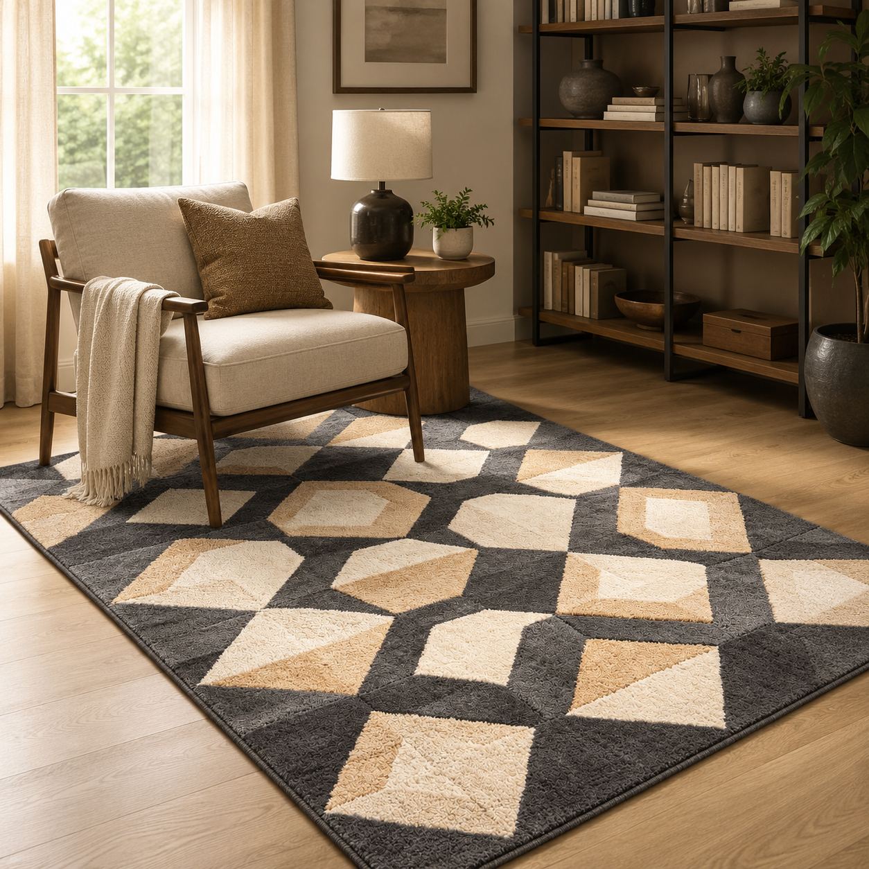 Thickened Noise Reduction Flannel Floor Carpet, Washable Anti-slip Soft Large Rug, Light Luxury Decor Mat For Living Room Bedroom Bedside Sofa Home Decoration