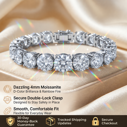 [Last day – 90% off!] Classic 4mm D-Color Moissanite Tennis Bracelet – 14K Gold Plated with Double Safety Clasp-Last Day Sale-90% OFF🔥
