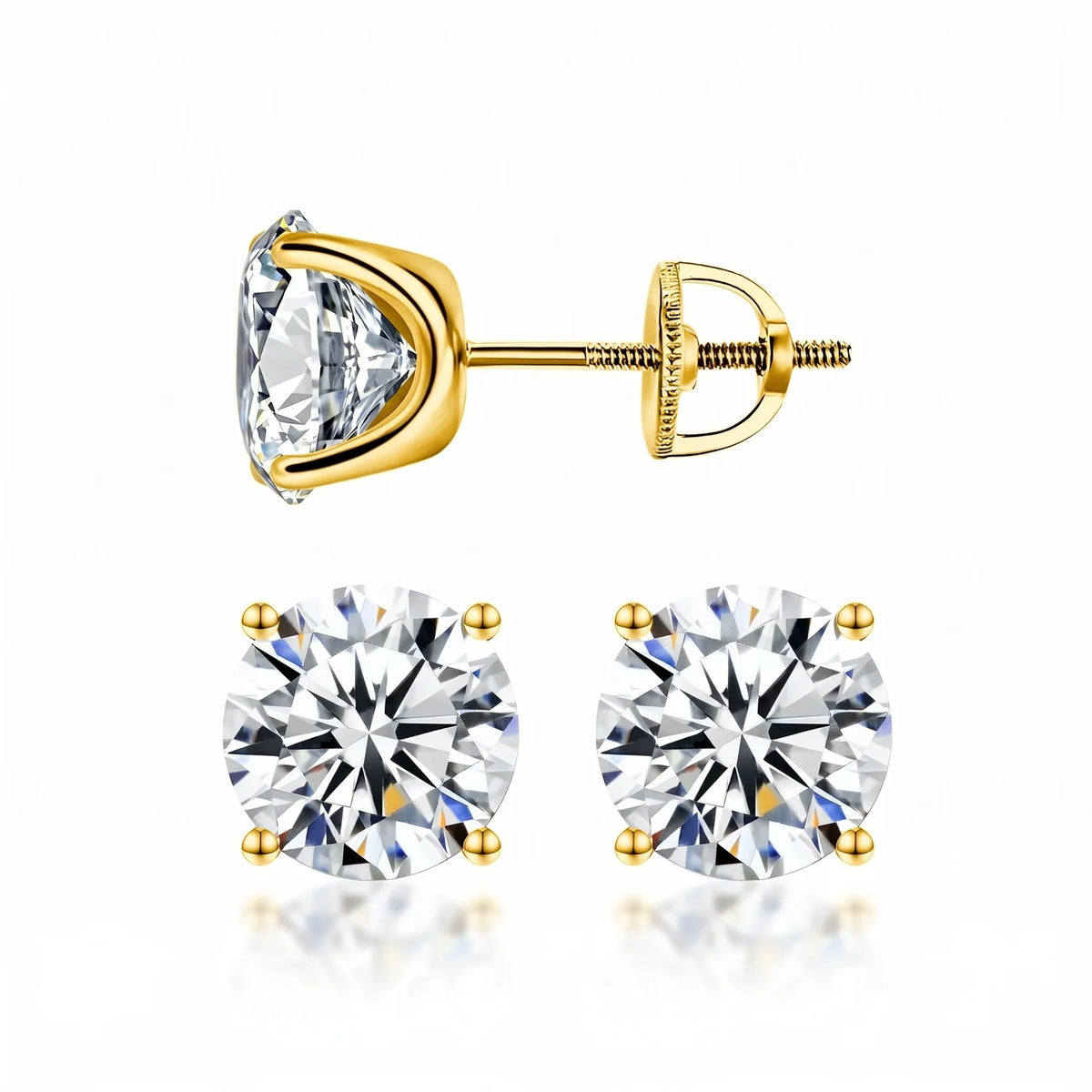 [new earrings] 1-6.00 CTW Classic Round Lab-Created Diamond Stud Earrings - Secure 4-Prong & Hypoallergenic-Last Day Sale🔥90% OFF