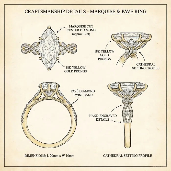 💍 Marquise Lab-Grown Diamond Ring | Slimming Elegance Twisted Vine Ring in 18K Gold--Last Day Sale-90% OFF🔥