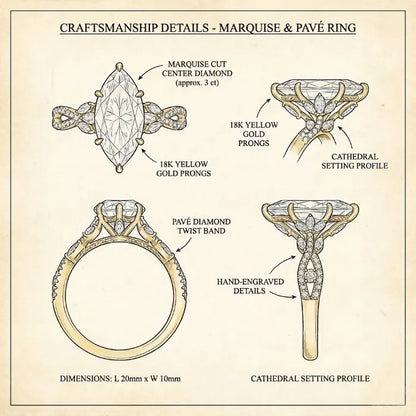 💍 Marquise Lab-Grown Diamond Ring | Slimming Elegance Twisted Vine Ring in 18K Gold--Last Day Sale-90% OFF🔥