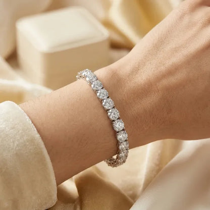 Classic 4mm D-Color Moissanite Tennis Bracelet – 14K Gold Plated with Double Safety Clasp-Last Day Sale-90% OFF🔥