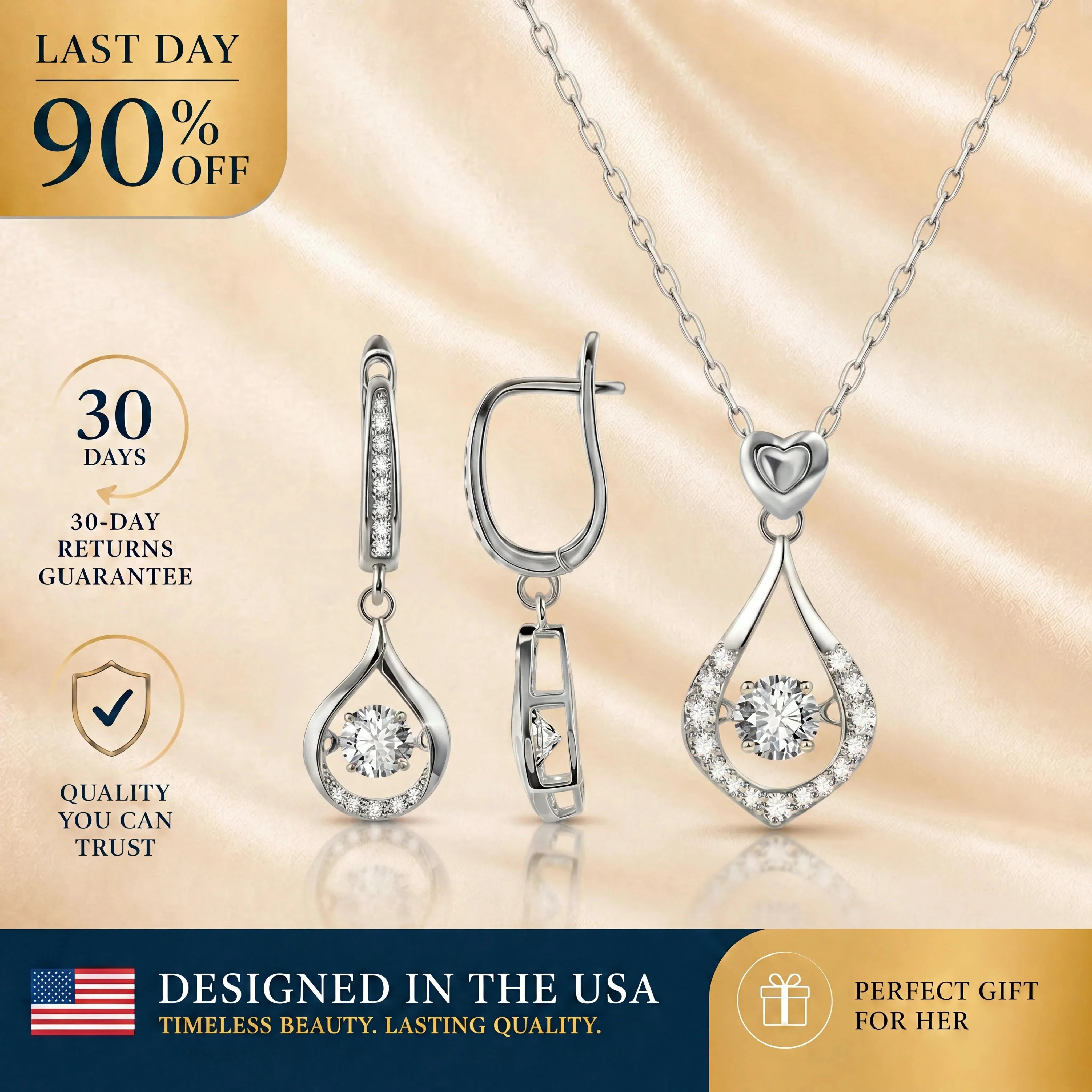 Silver Earrings + Necklace