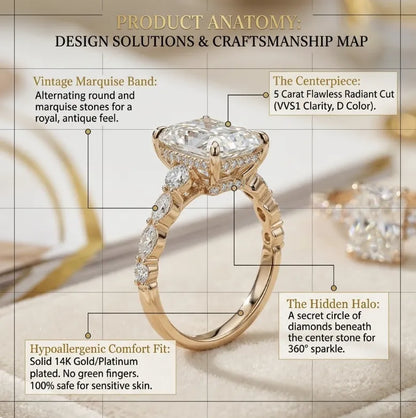 A Little Sparkle For Yourself: 1-5-Carat Flawless Radiant Cut Moissanite Ring (Hidden Halo, VVS1)-e??? EARLY CHRISTMAS SALE a?? 90% OFF