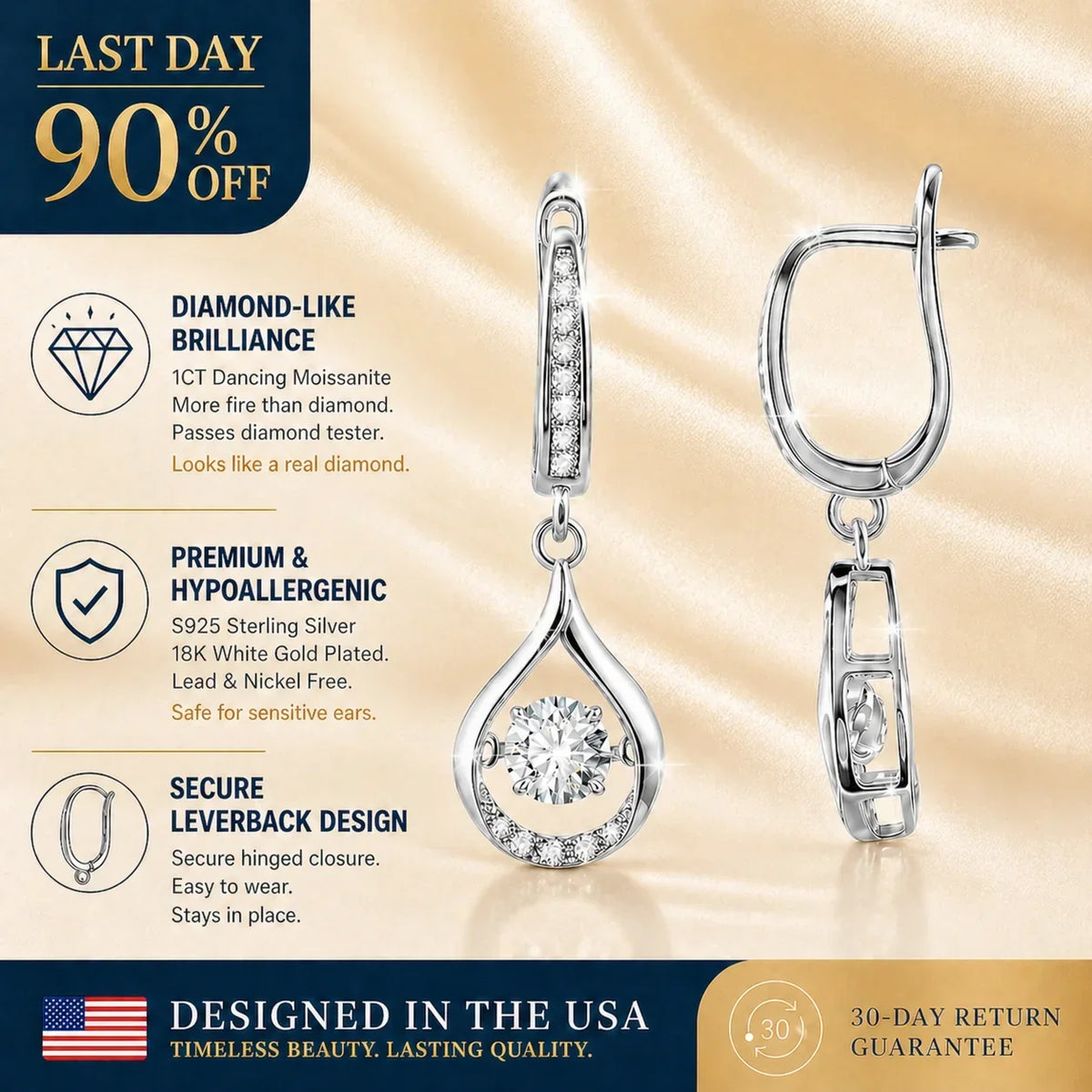 🔥 LAST DAY 90% OFF:1-Carat "Dancing" Moissanite Earrings – The Pure S925 Comfort & Sparkle You Deserve💎